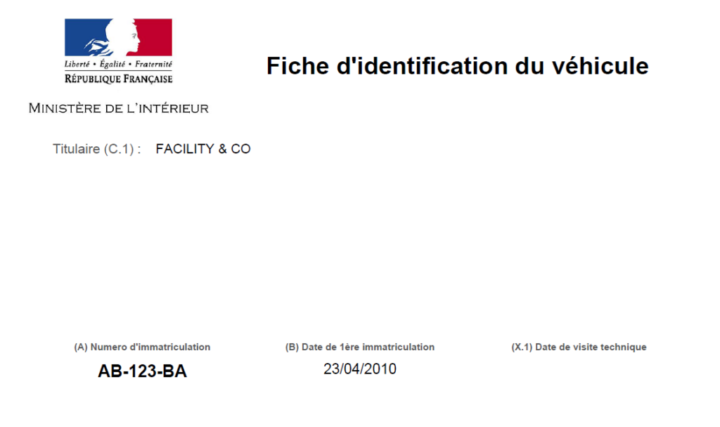 Fiche d'Identification du Véhicule Montbrison